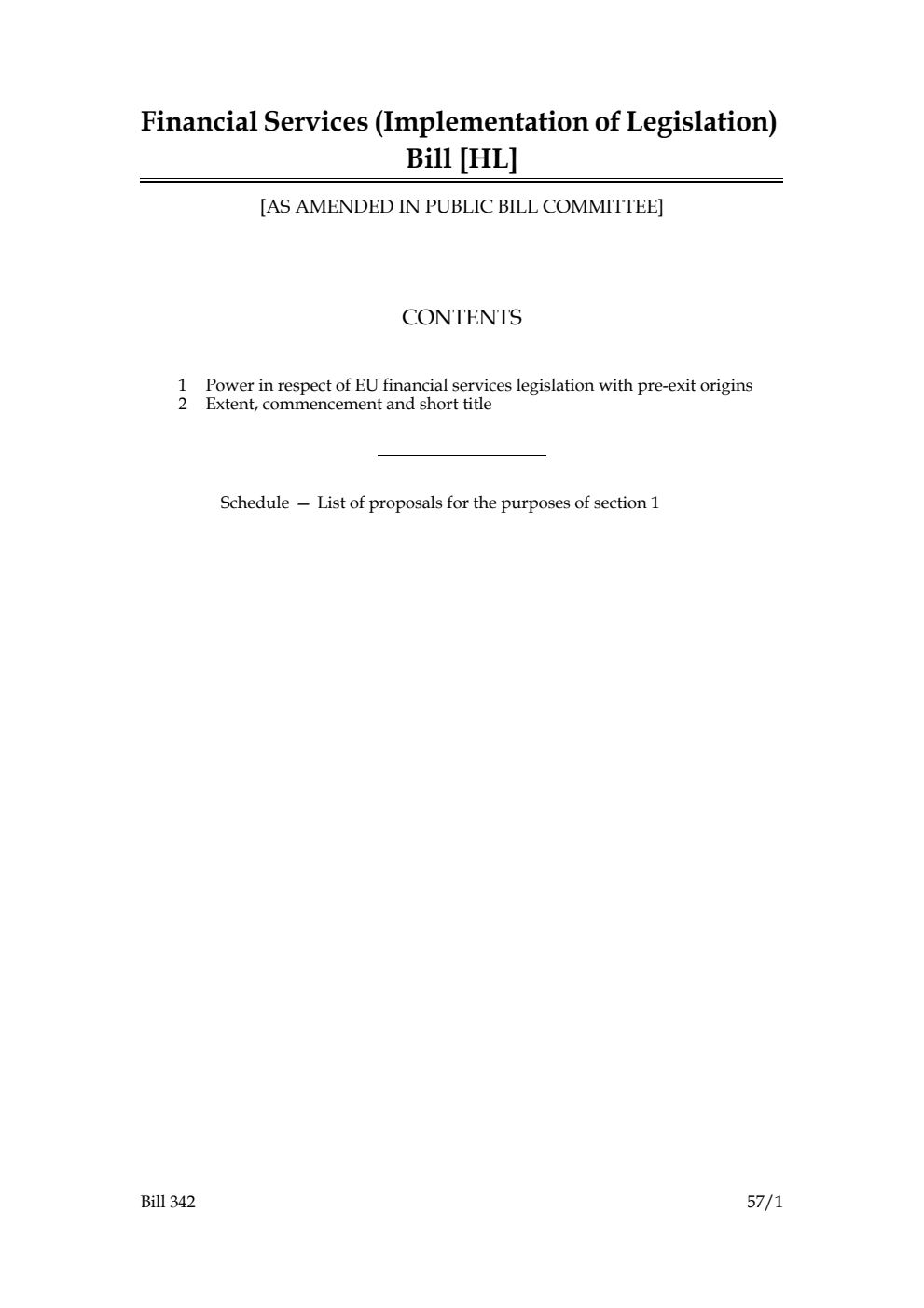 Financial Services (Implementation of Legislation) Bill  [as amended in Public Bill Committee]