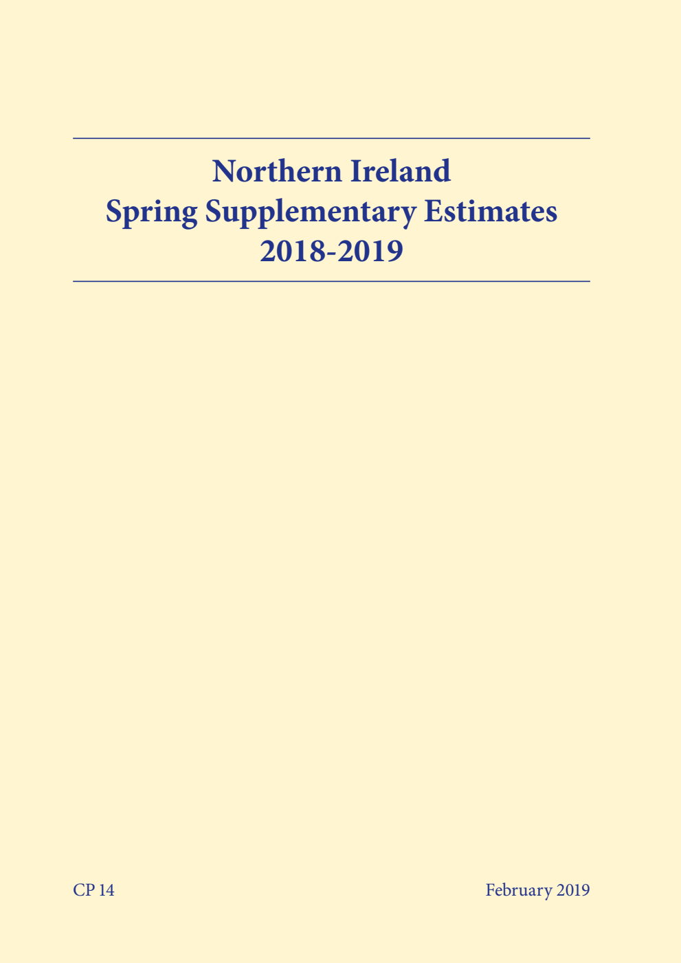 Northern Ireland Spring Supplementary Estimates 2018-2019