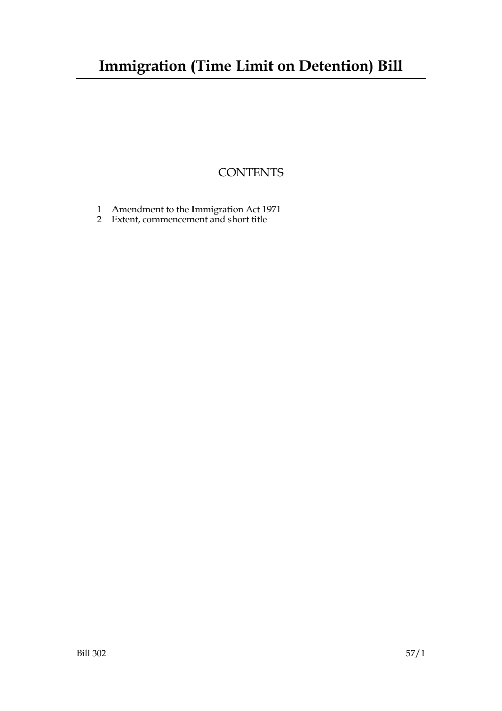 Immigration (Time Limit on Detention) Bill