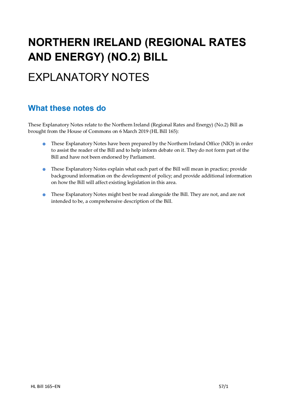 Northern Ireland (Regional Rates and Energy) (No. 2) Bill Explanatory Notes