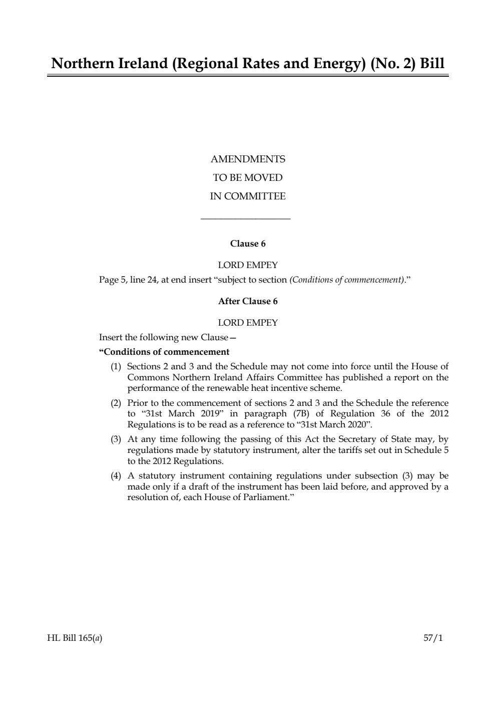 Northern Ireland (Regional Rates and Energy) (No. 2) Bill Amendments to be moved in Committee