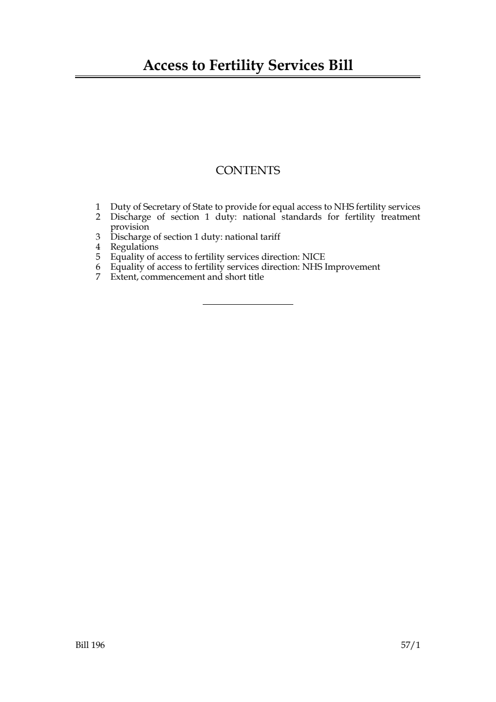 Access to Fertility Services Bill