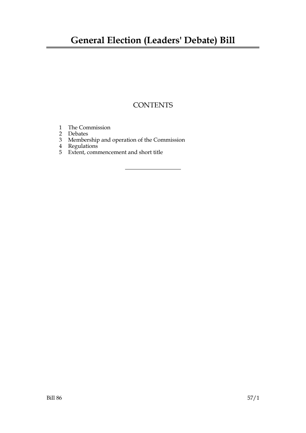 General Election (Leaders' Debate) Bill