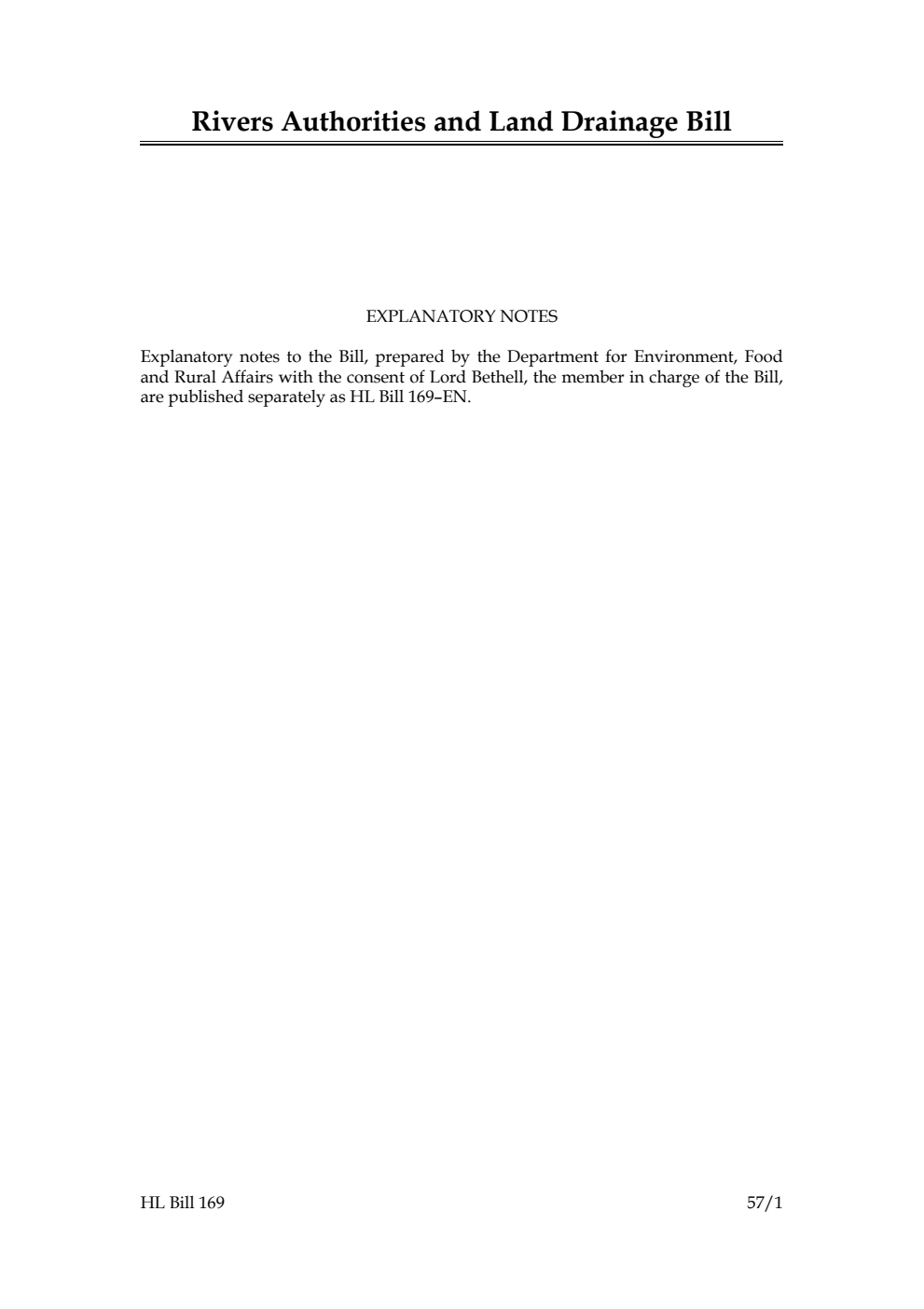 Rivers Authorities and Land Drainage Bill