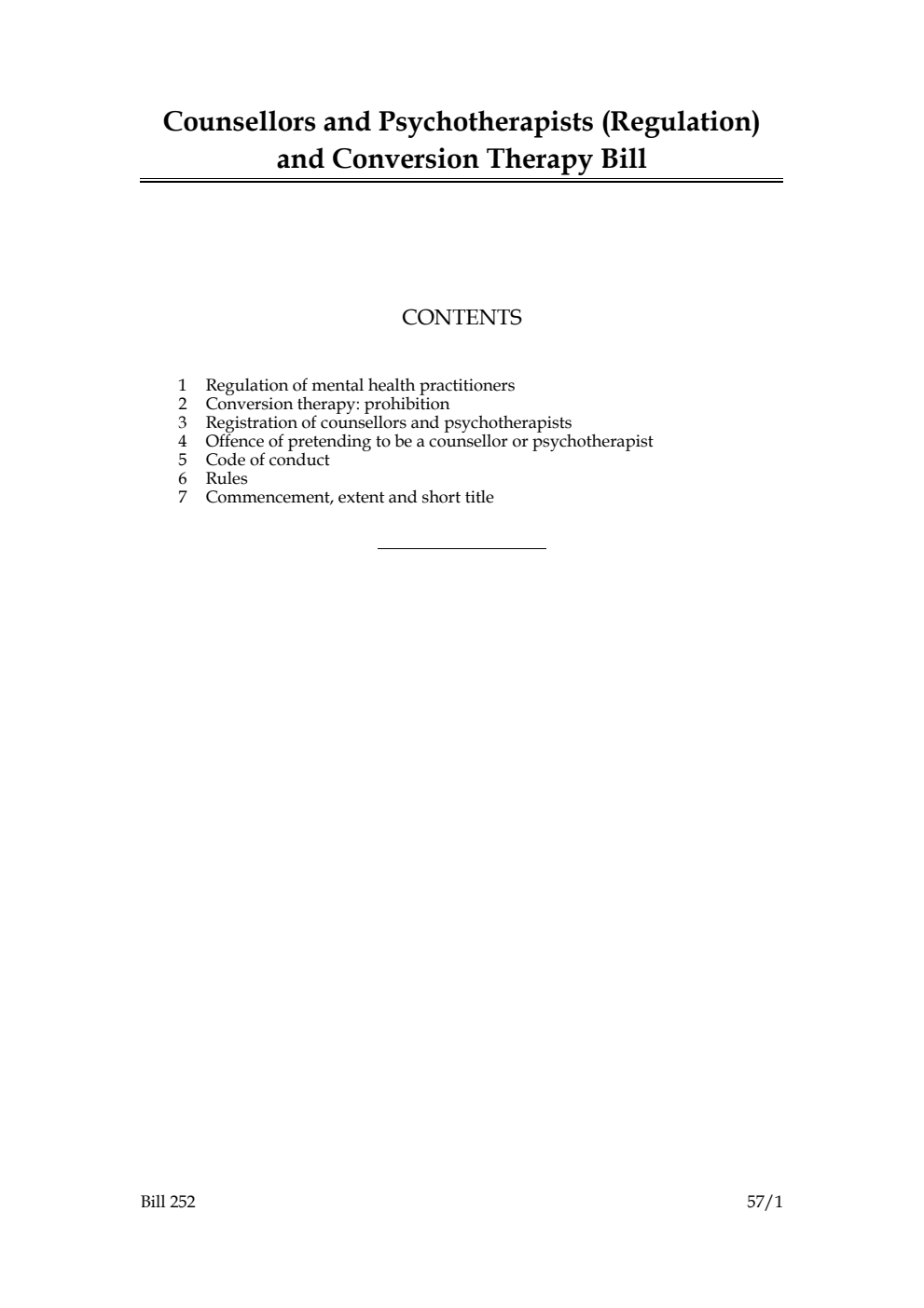 Counsellors and Psychotherapists (Regulation) and Conversion Therapy Bill