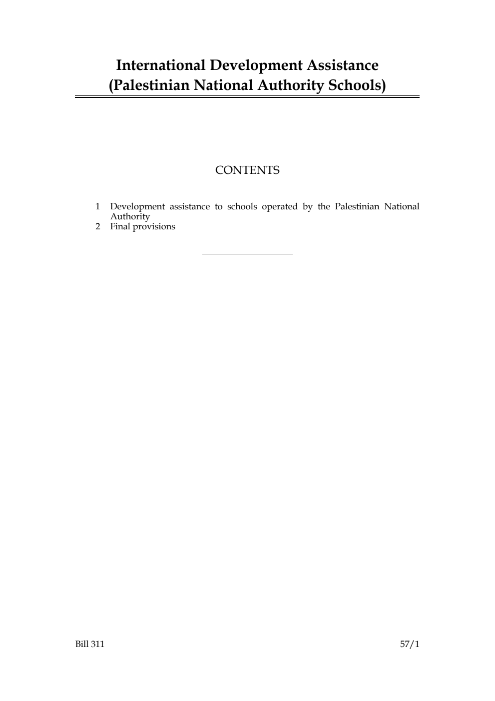 International Development Assistance (Palestinian National Authority Schools) Bill