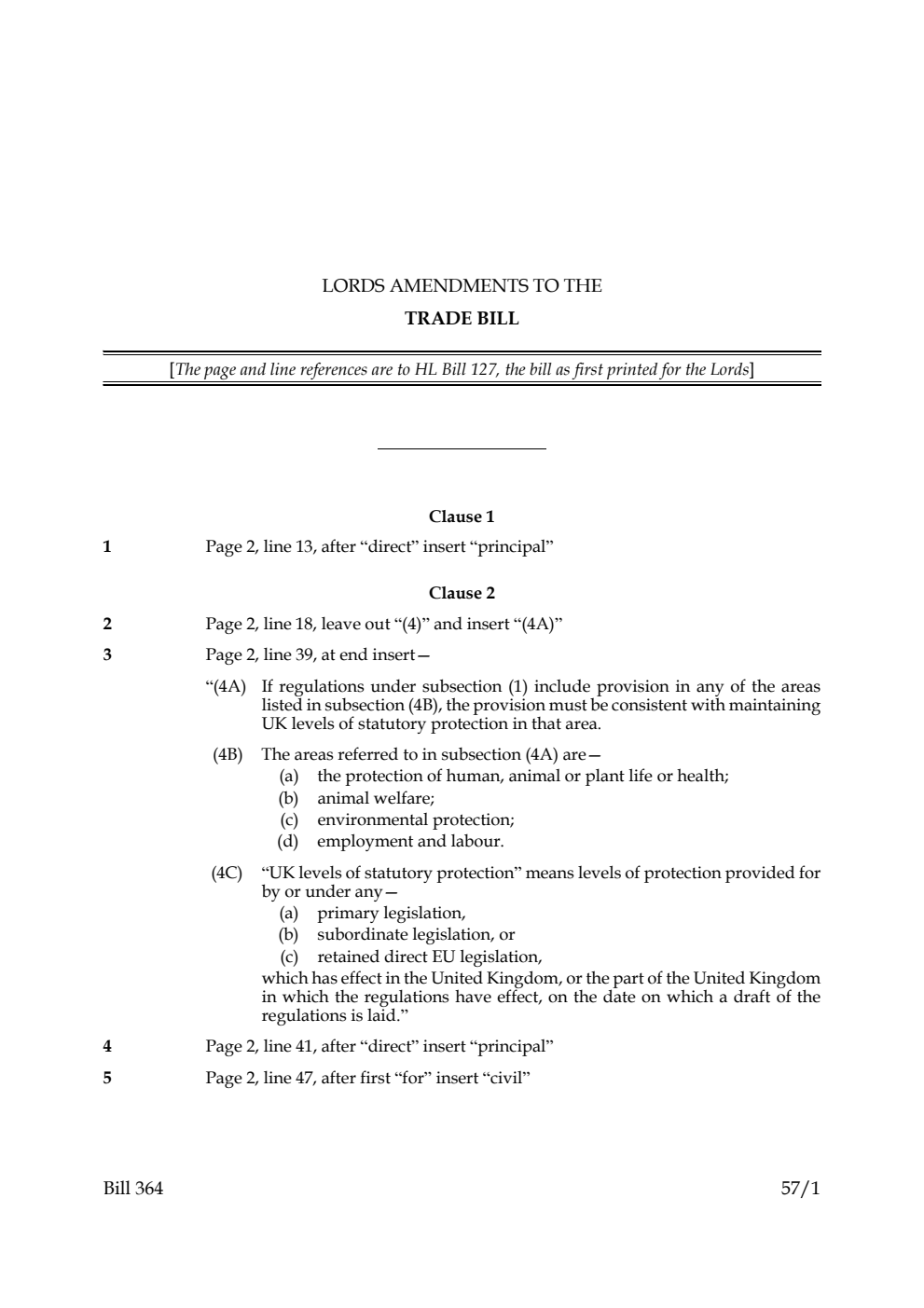 Lords Amendments to the Trade Bill