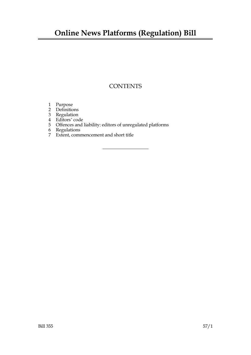 Online News Platforms (Regulation) Bill