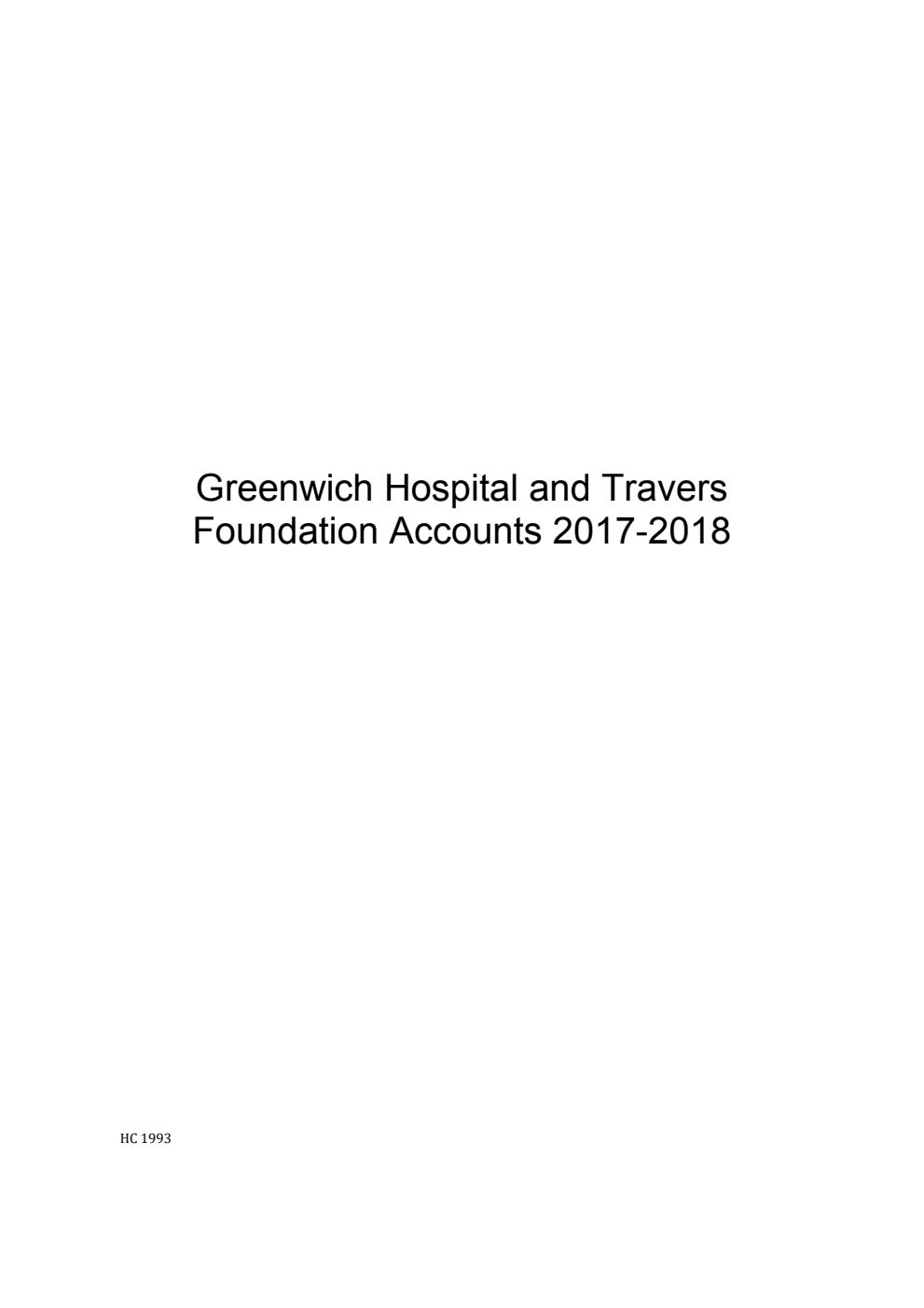 Greenwich Hospital and Travers Foundation Accounts 2017-2018