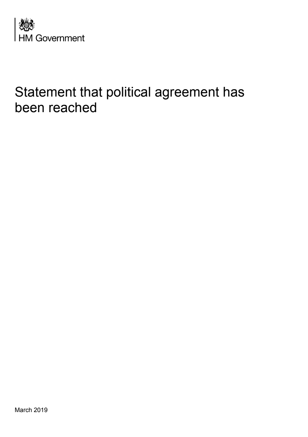 Statement that political agreement has been reached