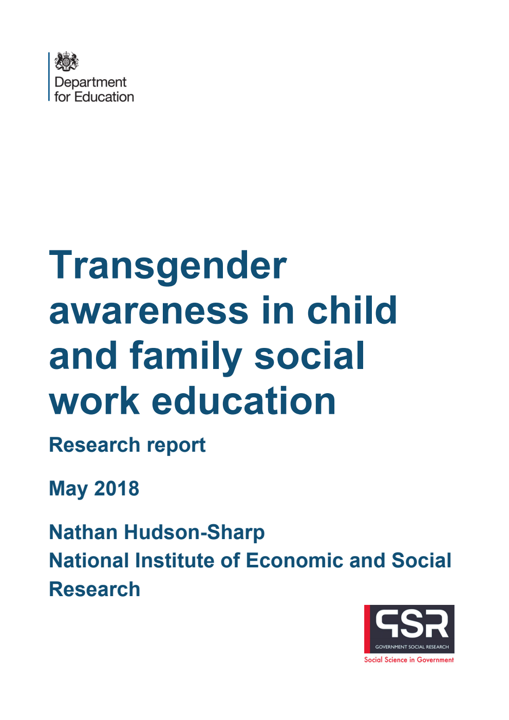 DFE-RR761 Transgender awareness in child and family social work education