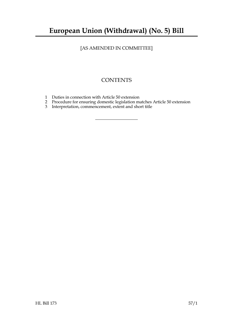 European Union (Withdrawal) (No. 5) Bill [as amended in Committee]