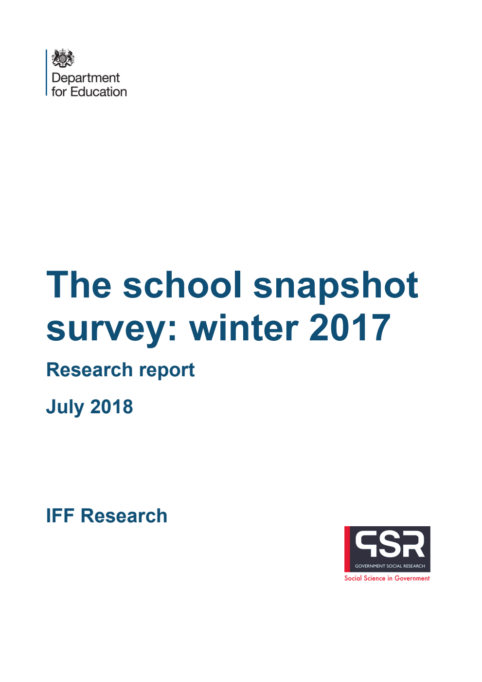 DFE-RR822 The school snapshot survey: winter 2017