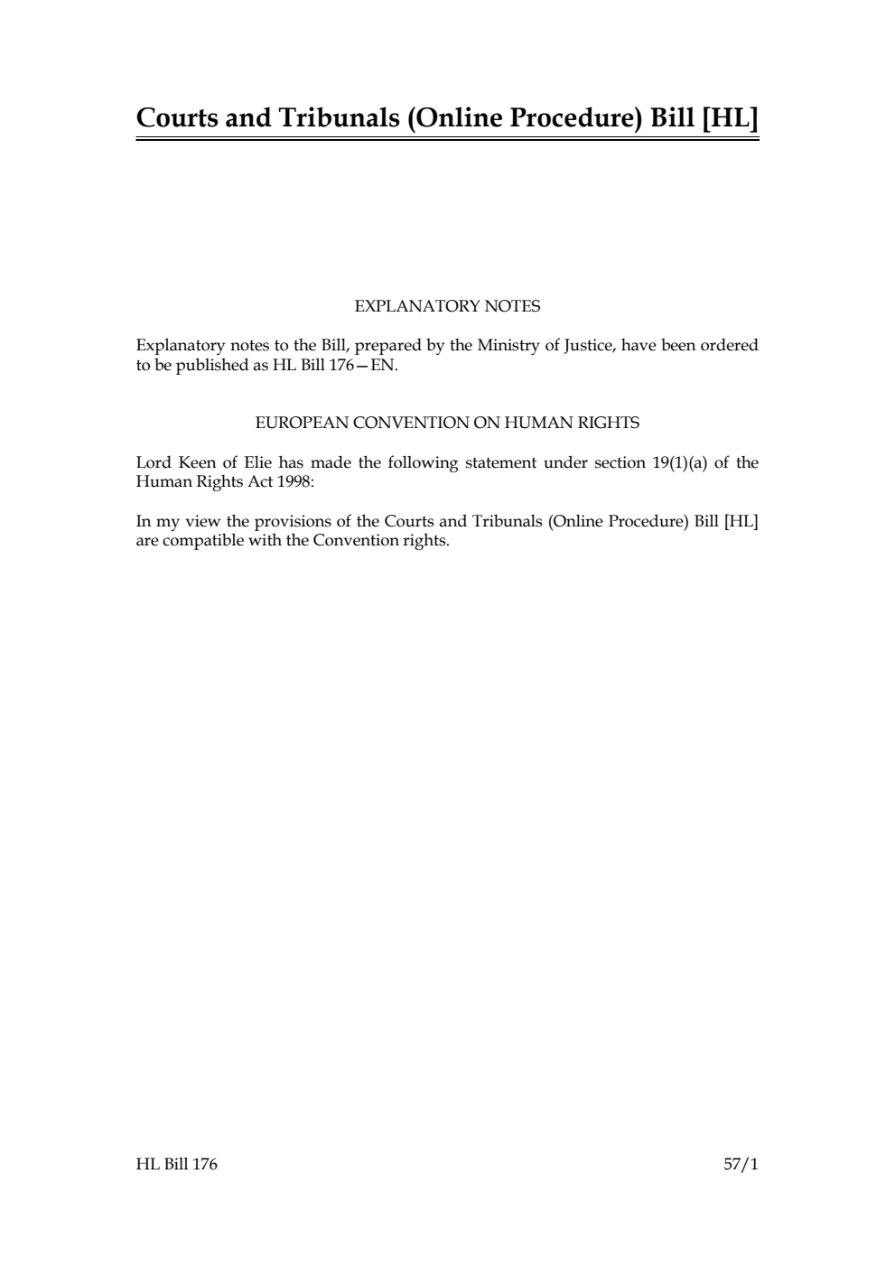 Courts and Tribunals (Online Procedure) Bill