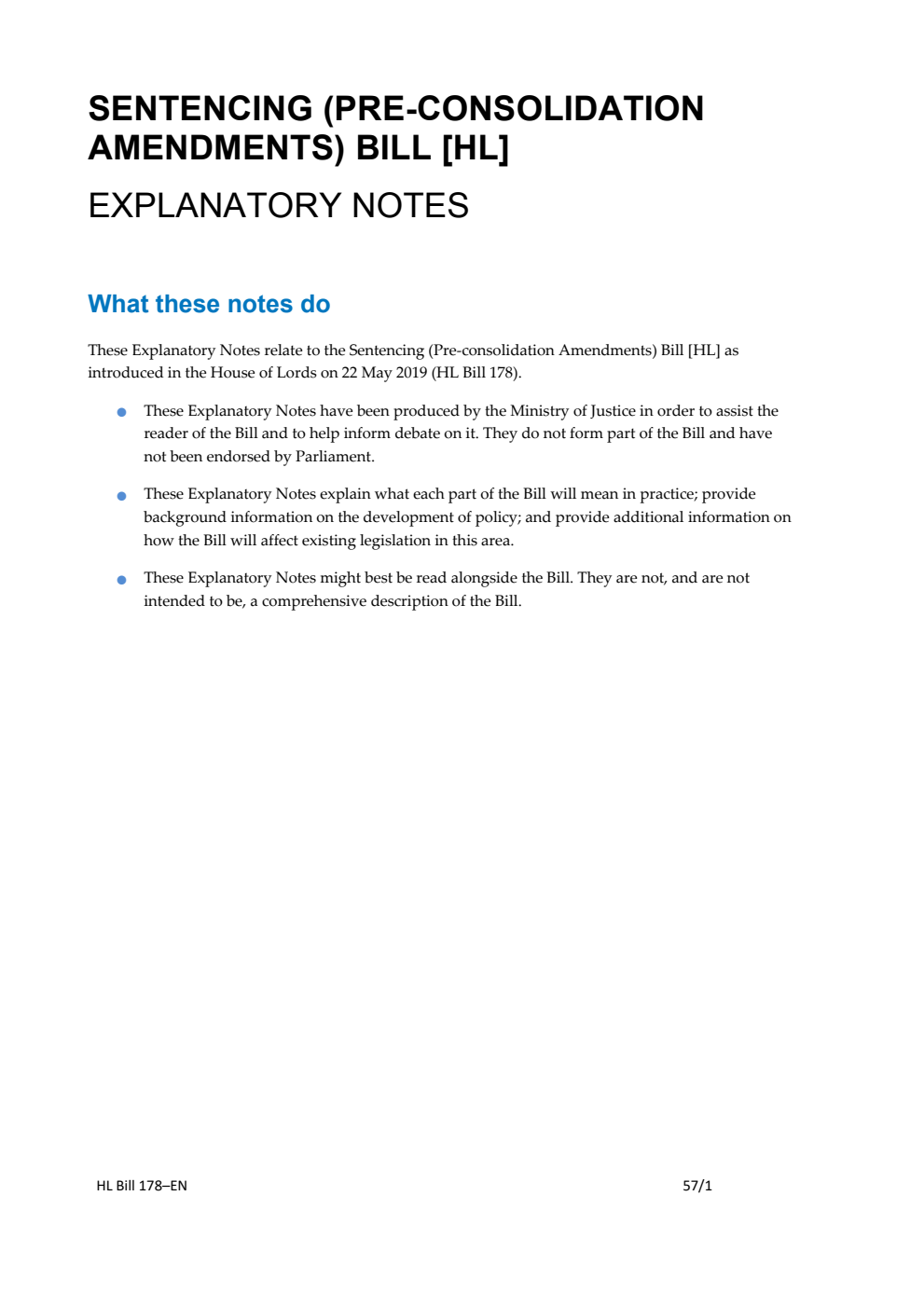 Sentencing (Pre-consolidation Amendments) Bill Explanatory Notes