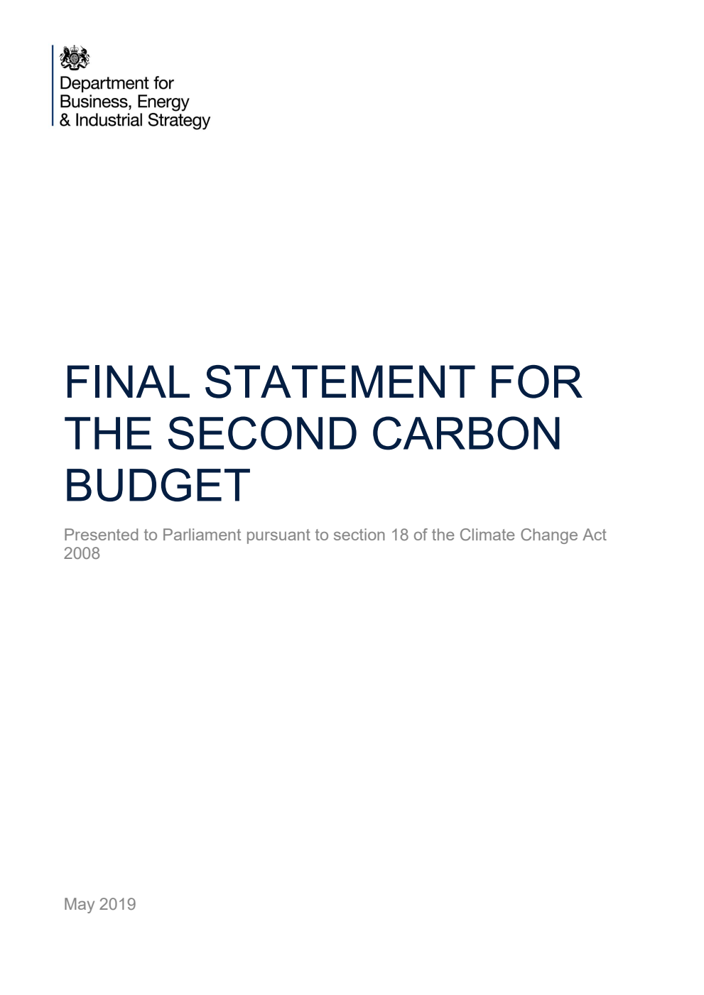 Final statement for the second carbon budget