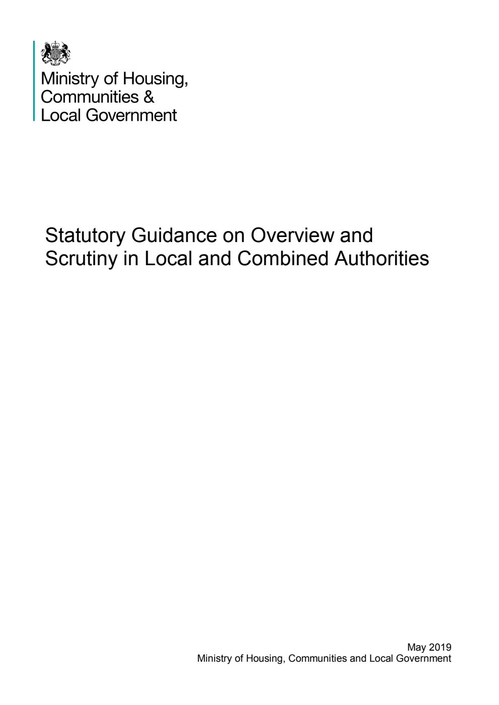 Statutory Guidance on Overview and Scrutiny in Local and Combined Authorities
