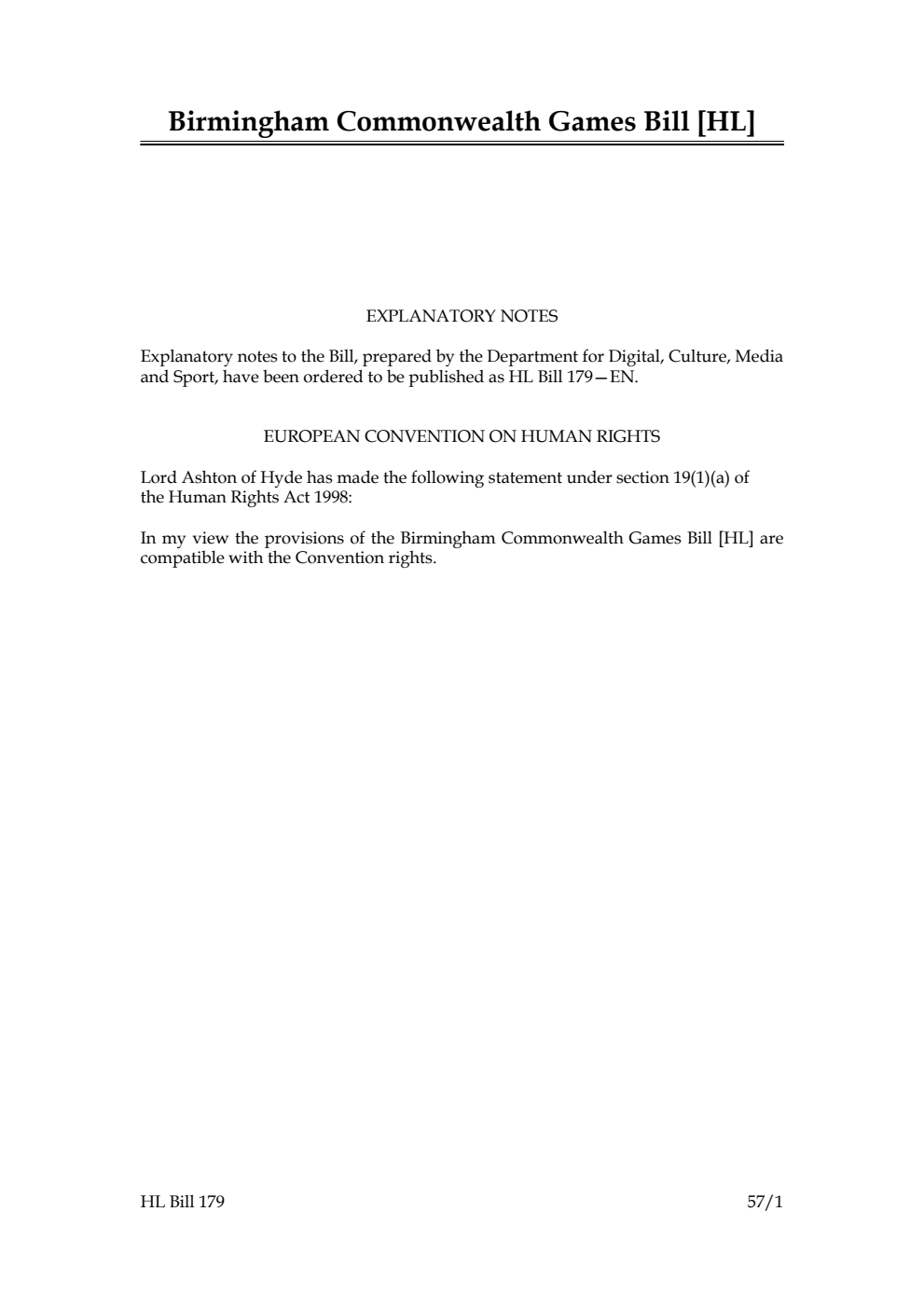 Birmingham Commonwealth Games Bill