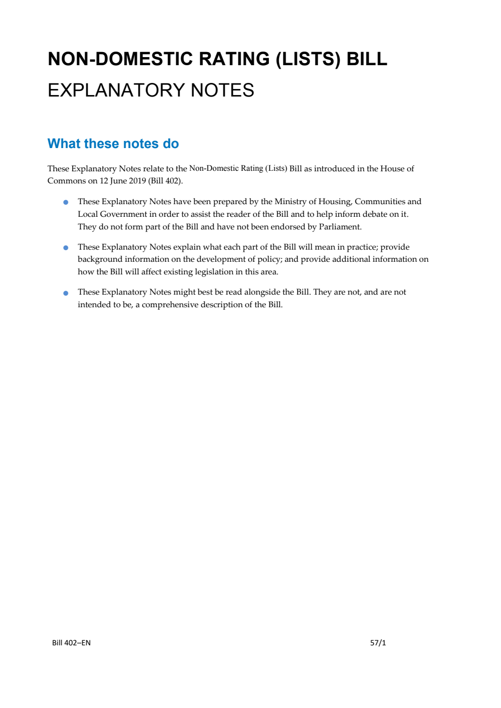 Non-Domestic Rating (Lists) Bill Explanatory Notes