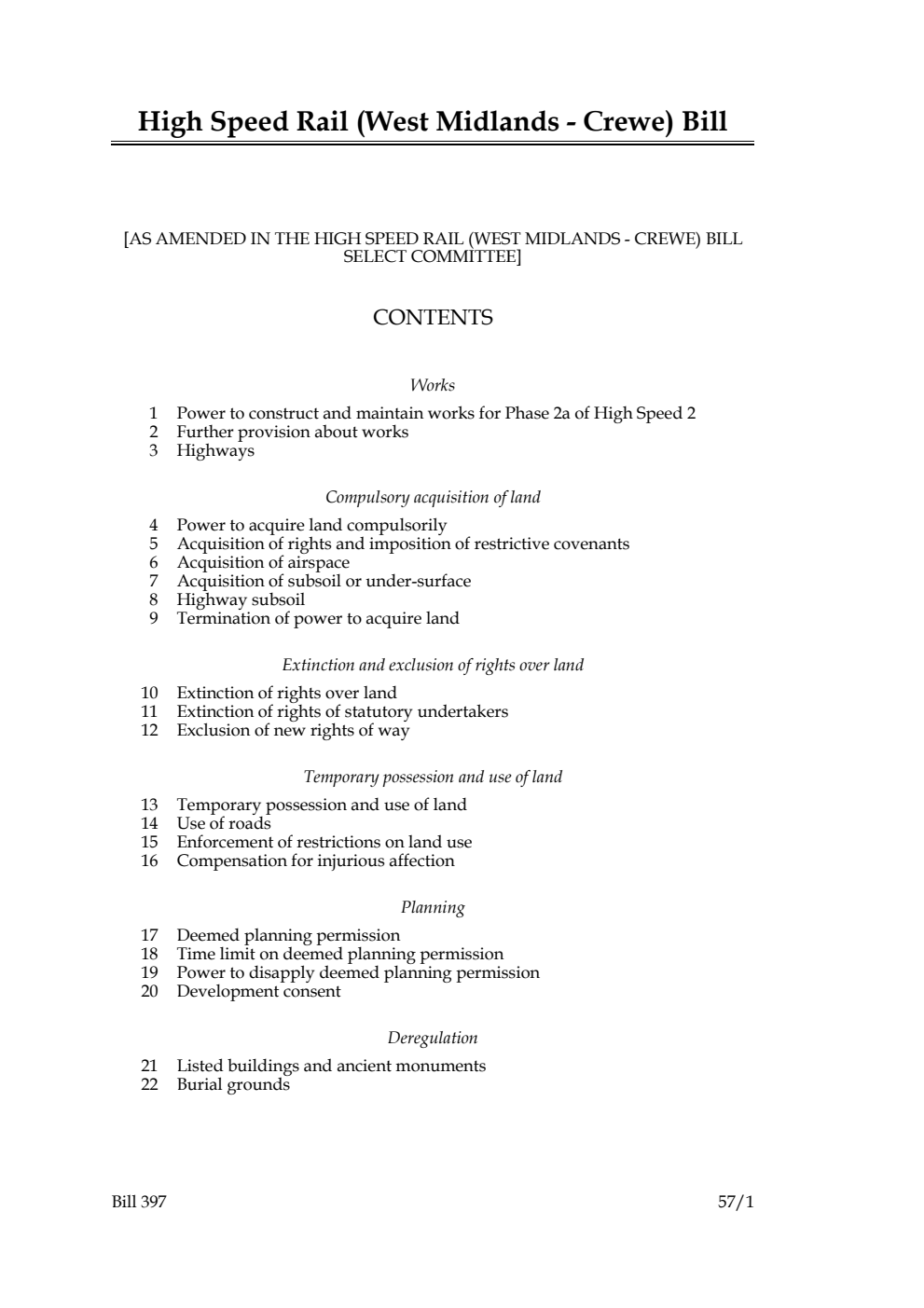 High Speed Rail (West Midlands - Crewe) Bill