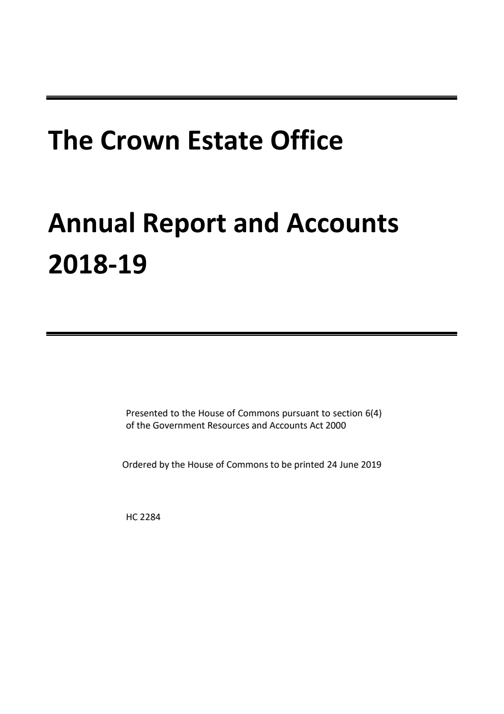 The Crown Estate Office Annual Report and Accounts 2018-19