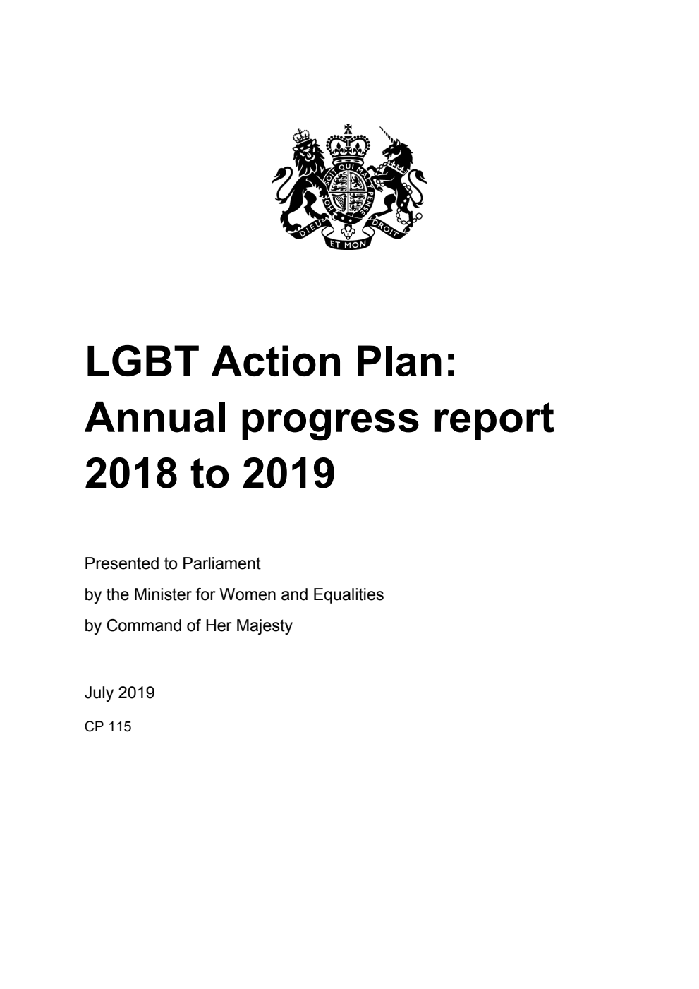 LGBT Action Plan: Annual progress report 2018 to 2019