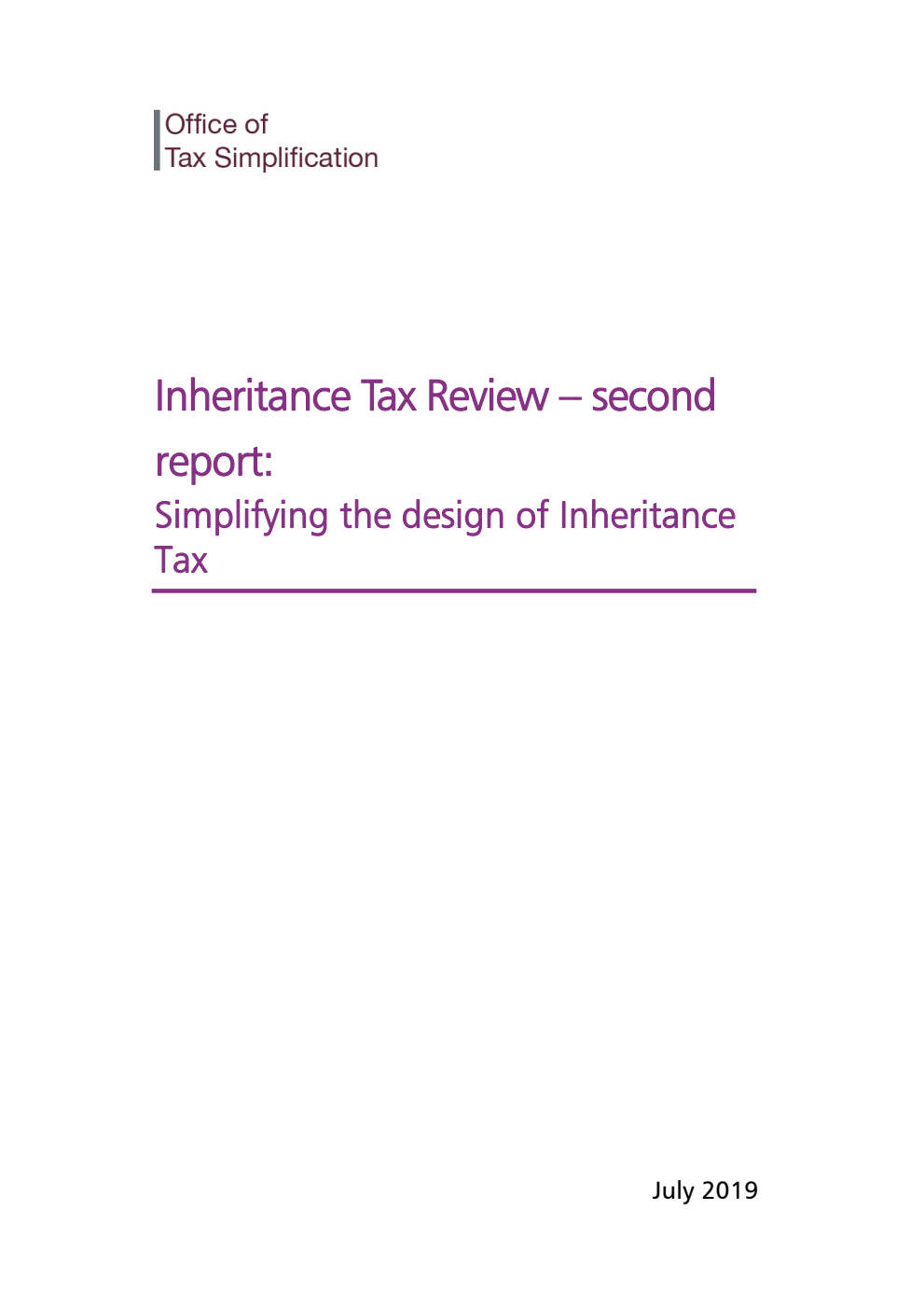 Inheritance Tax Review – second report: Simplifying the design of Inheritance Tax