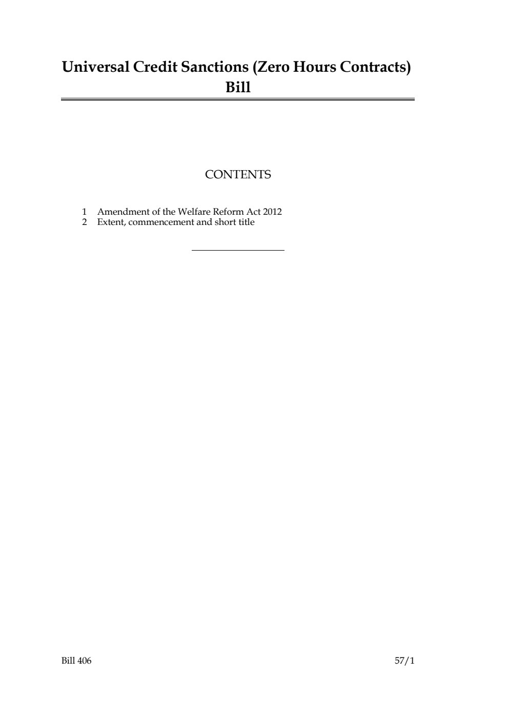 Universal Credit Sanctions (Zero Hours Contracts) Bill