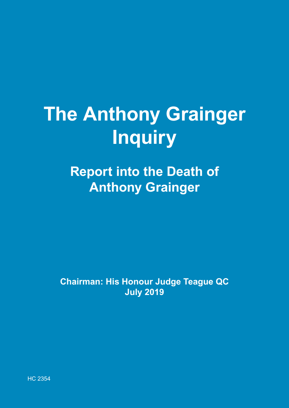 The Anthony Grainger Inquiry Report into the Death of Anthony Grainger