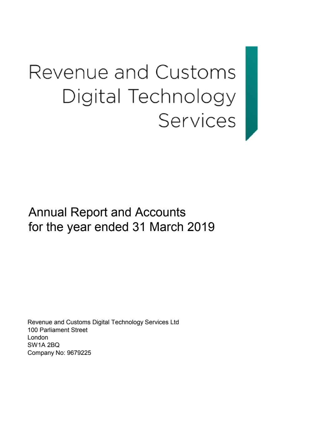Revenue and Customs Digital Technology Services Annual Report and Accounts for the year ended 31 March 2019