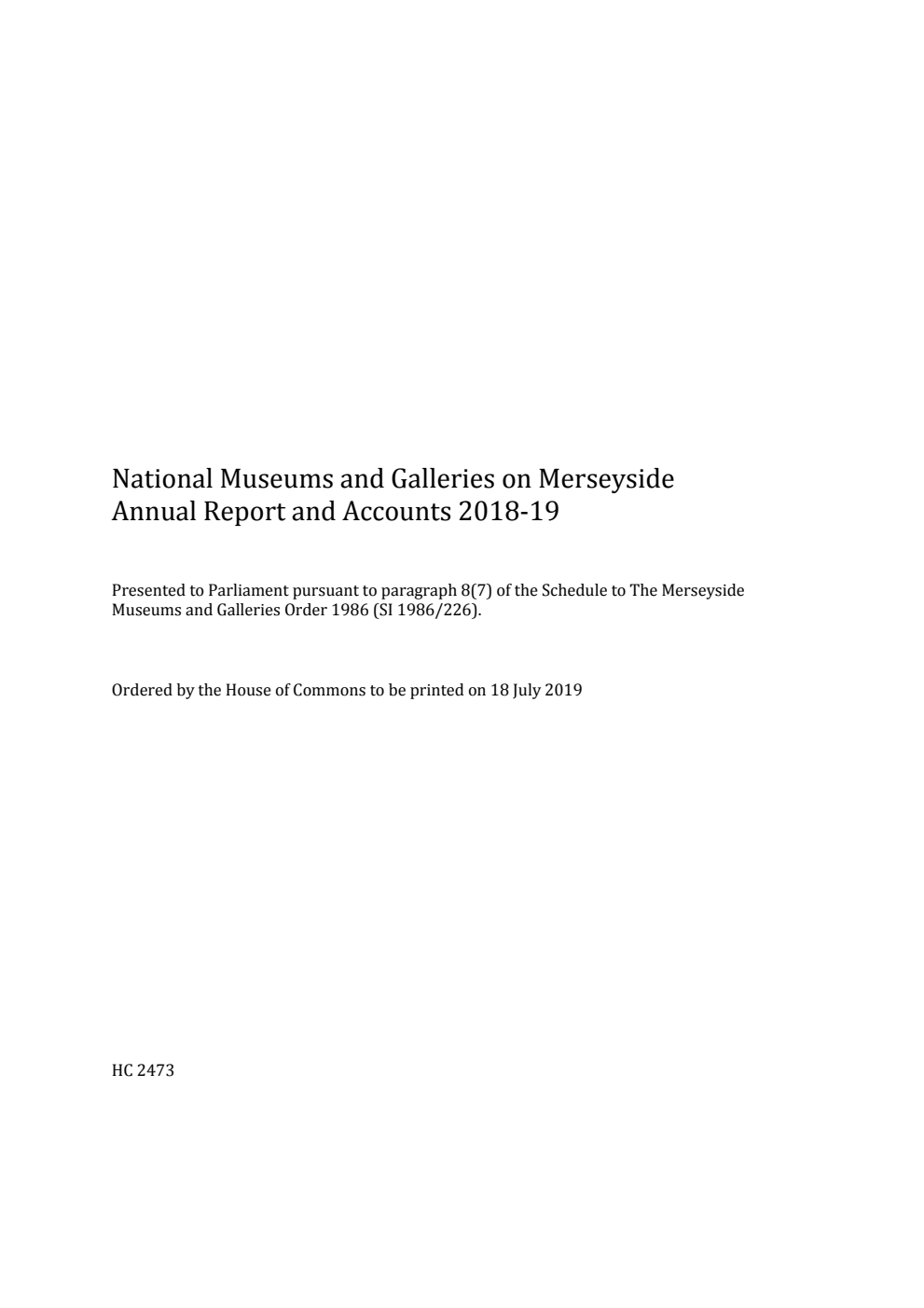 National Museums and Galleries on Merseyside Annual Report and Accounts 2018-2019