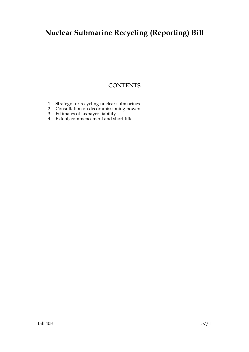 Nuclear Submarine Recycling (Reporting) Bill