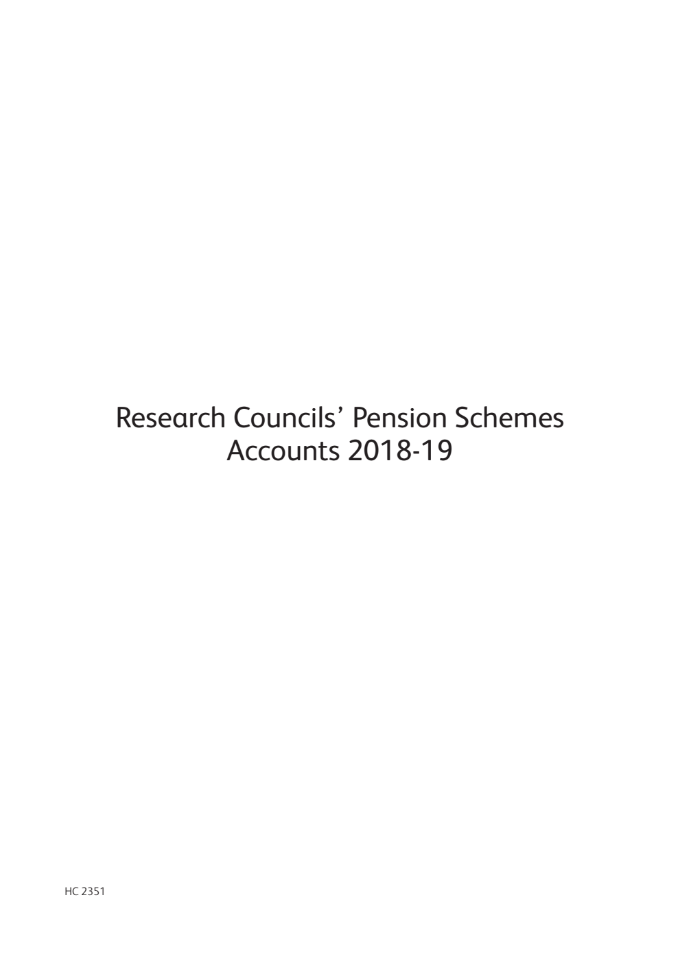 Research Councils' Pension Schemes Accounts 2018-19