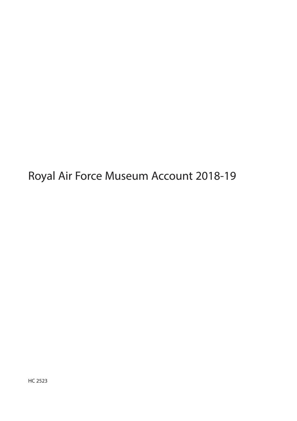 Royal Air Force Museum Account 2018-19