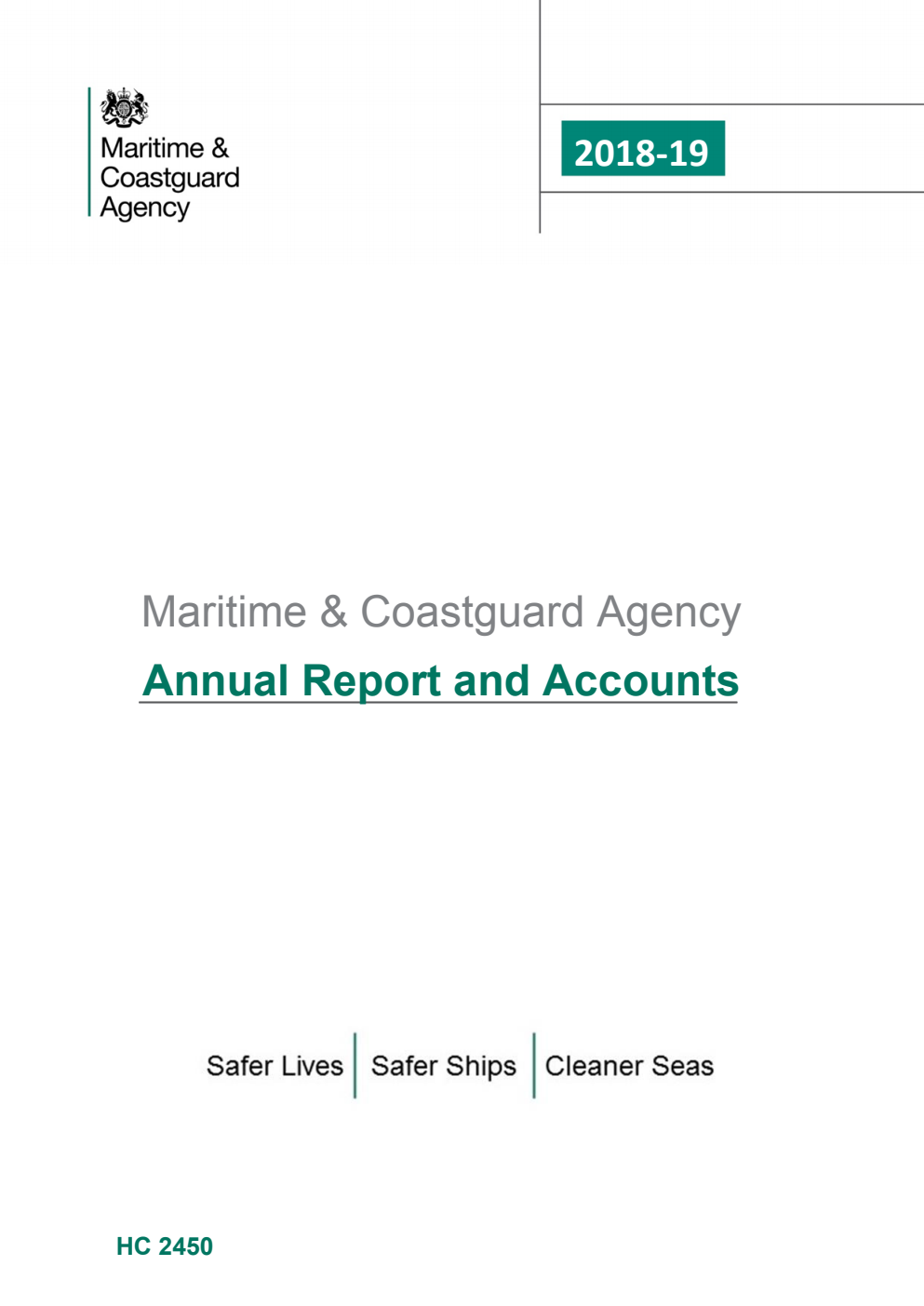 Maritime & Coastguard Agency Annual Report and Accounts 2018-19