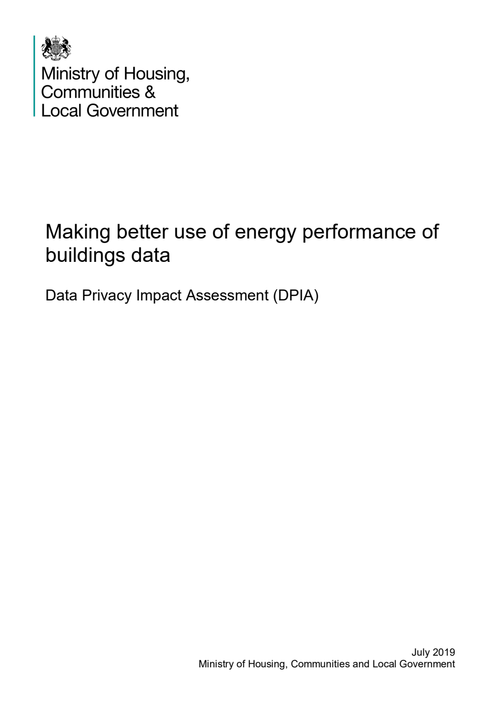 Making better use of energy performance of buildings data. Data Privacy Impact Assessment (DPIA)