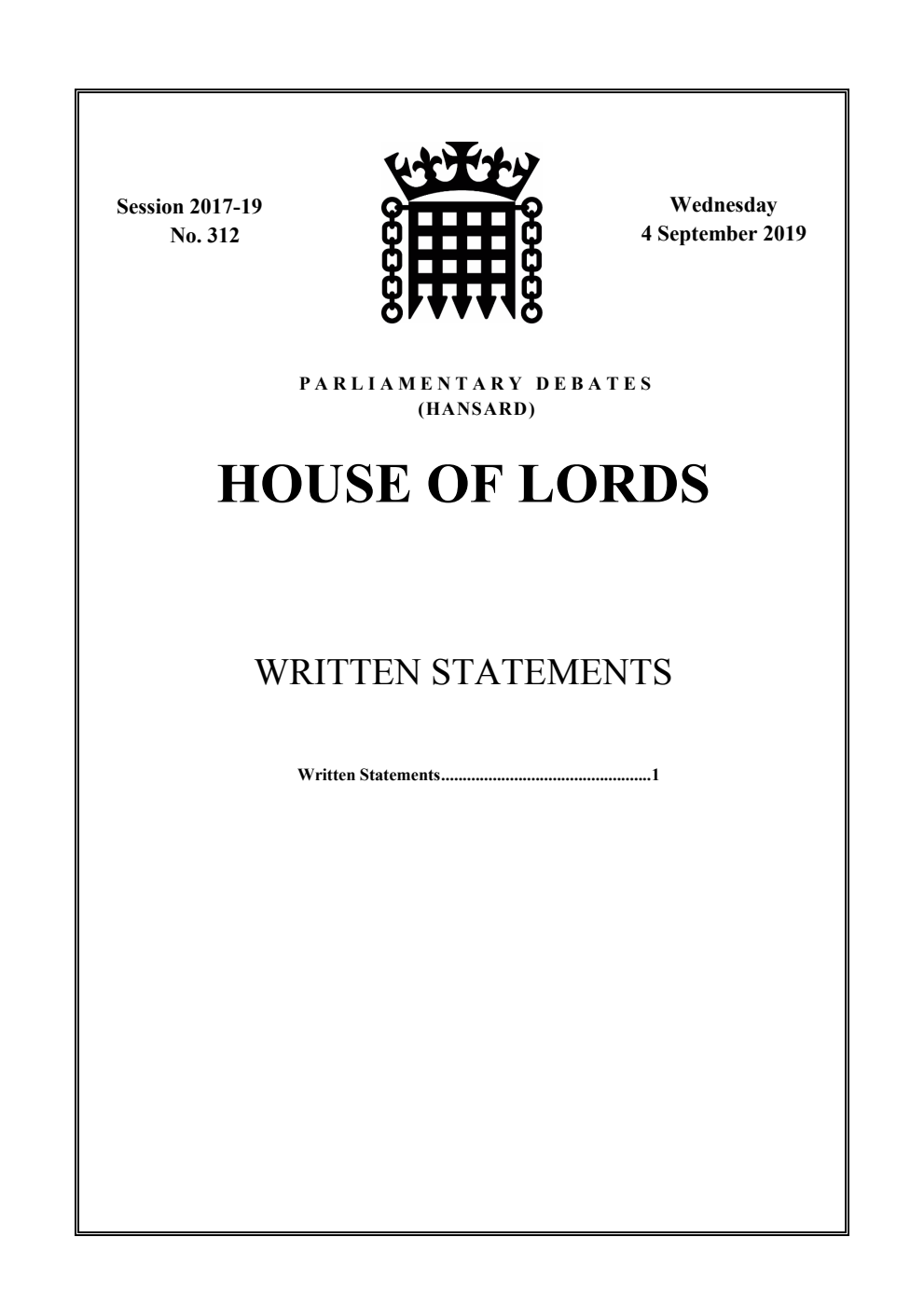 HOL Daily Report Written Answers 04.09.19