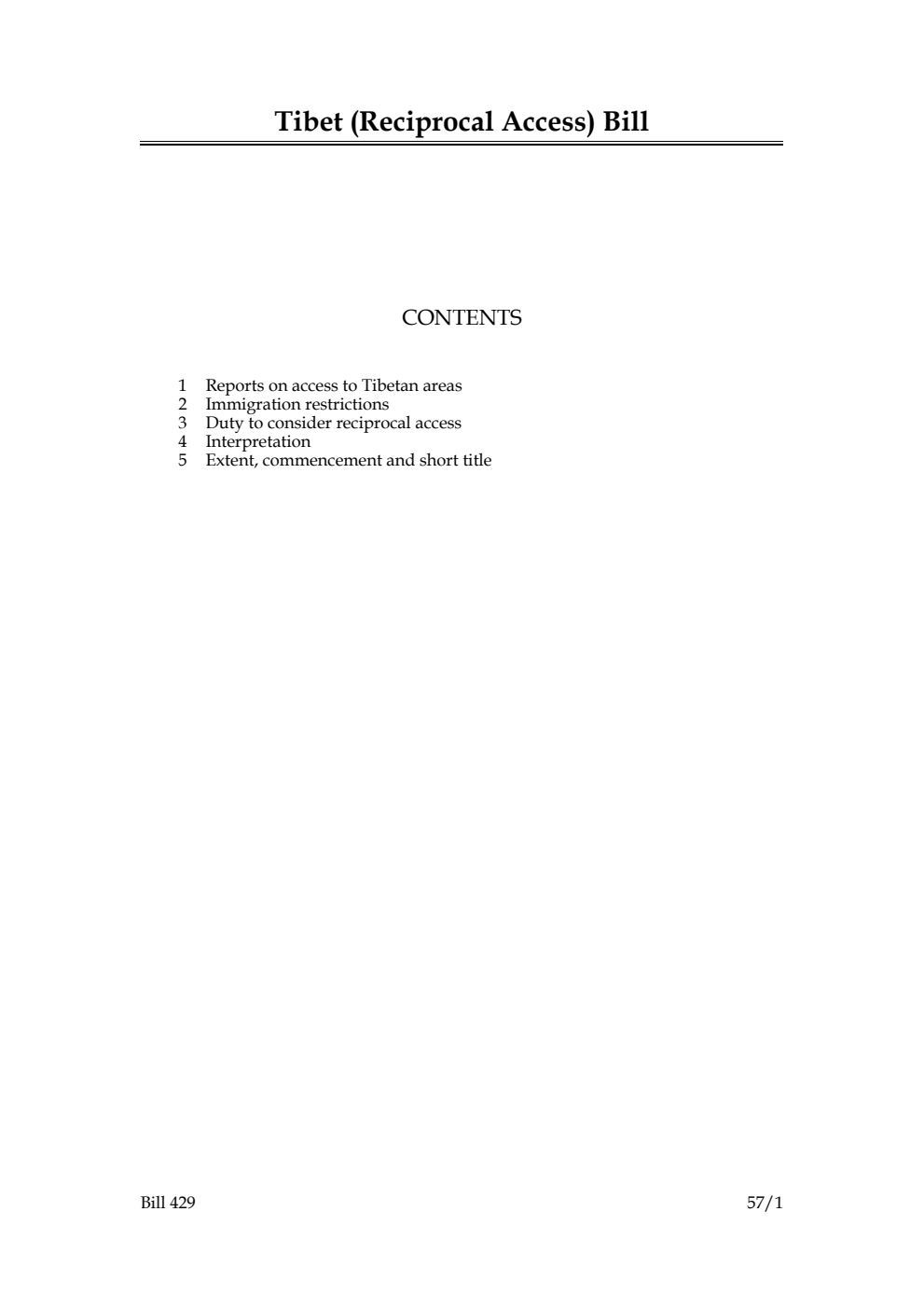 Tibet (Reciprocal Access) Bill