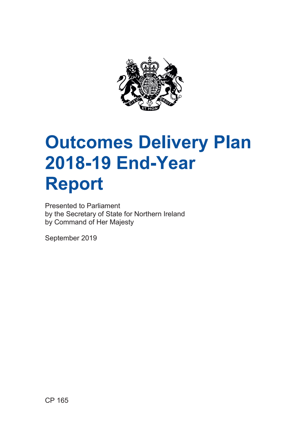 Outcomes Delivery Plan 2018-19 End-Year Report