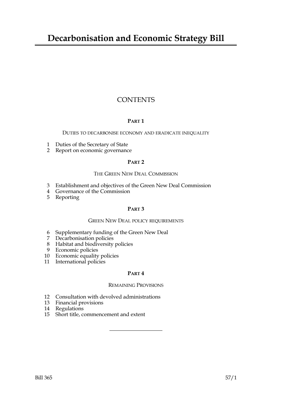 Decarbonisation and Economic Strategy Bill