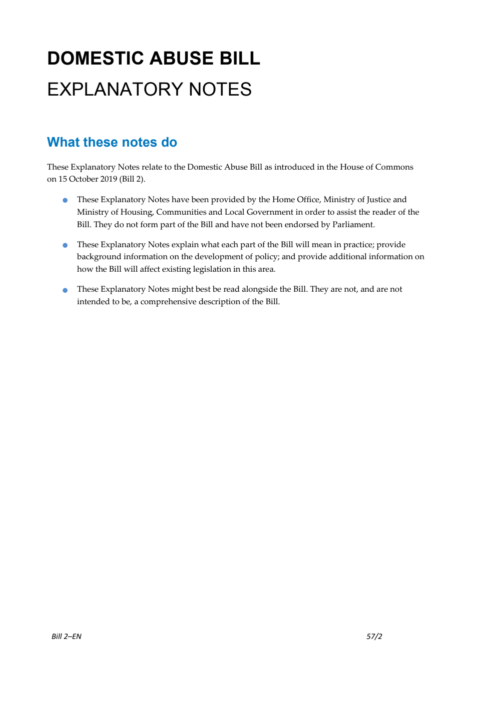 Domestic Abuse Bill Explanatory Notes