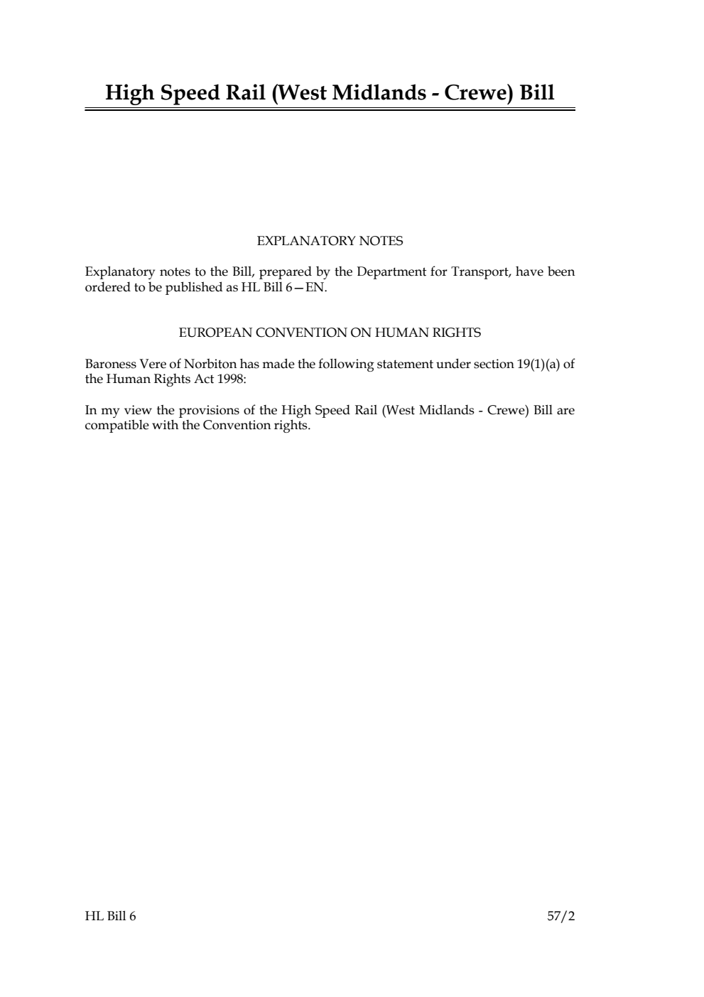 High Speed Rail (West Midlands - Crewe) Bill