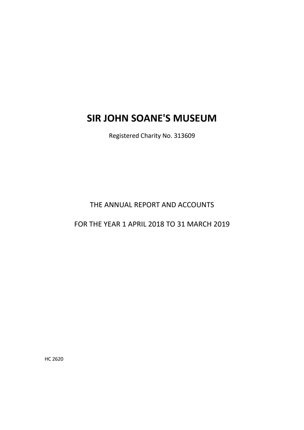 Sir John Soane's Museum The Annual Report for the year 1 April 2018 to 31 March 2019