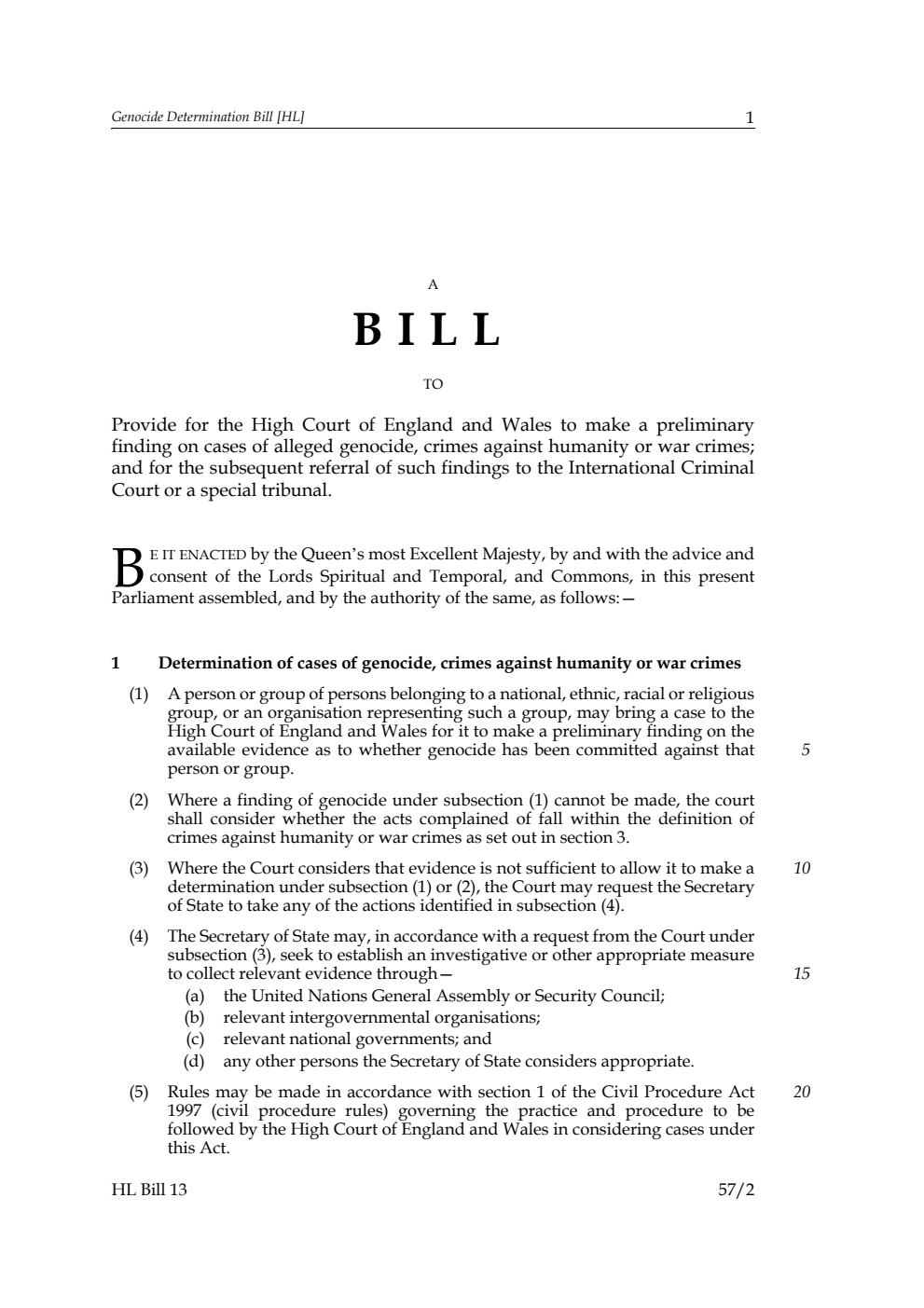 Genocide Determination Bill