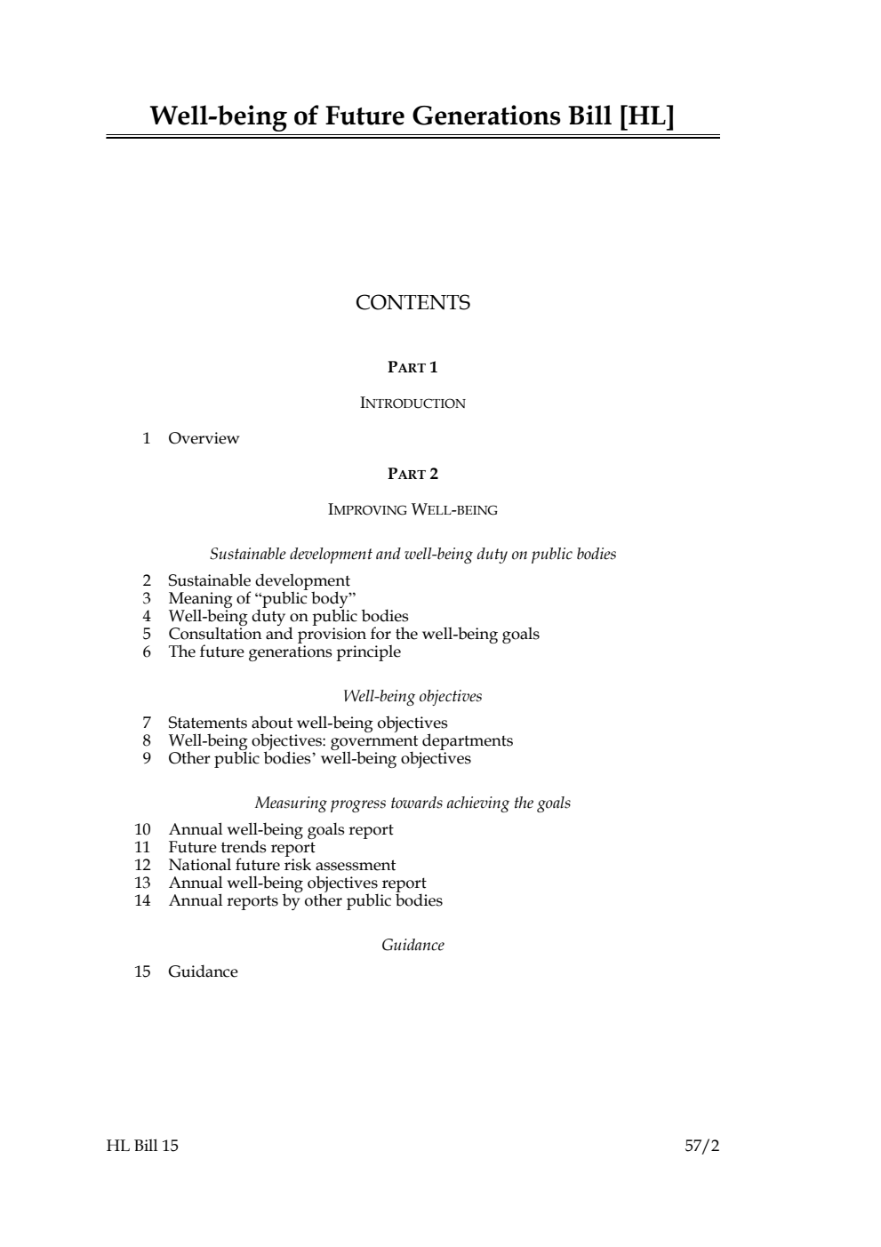 Well-being of Future Generations Bill