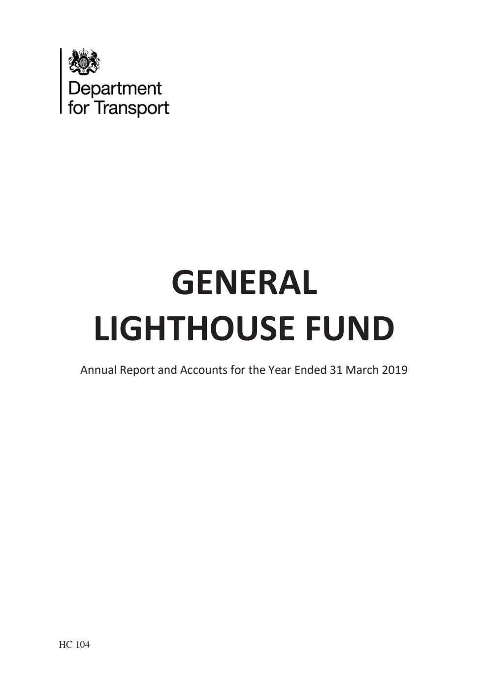 General Lighthouse Fund Annual Report and Accounts 2018-19 (for the year ended 31 March 2019)