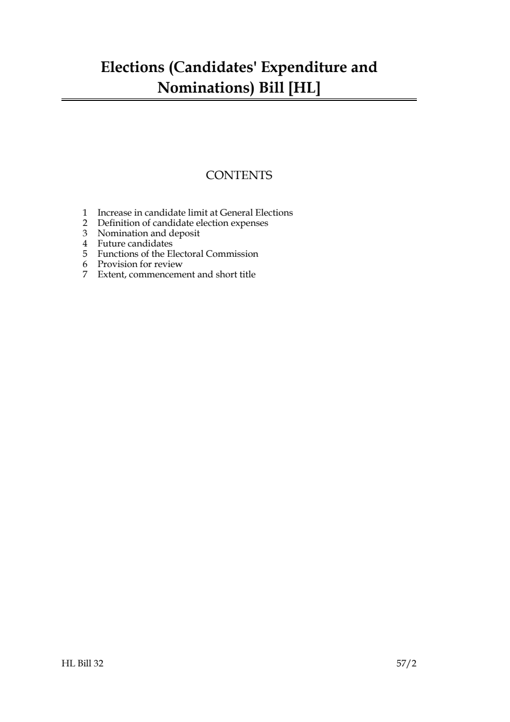 Elections (Candidates' Expenditure and Nominations) Bill