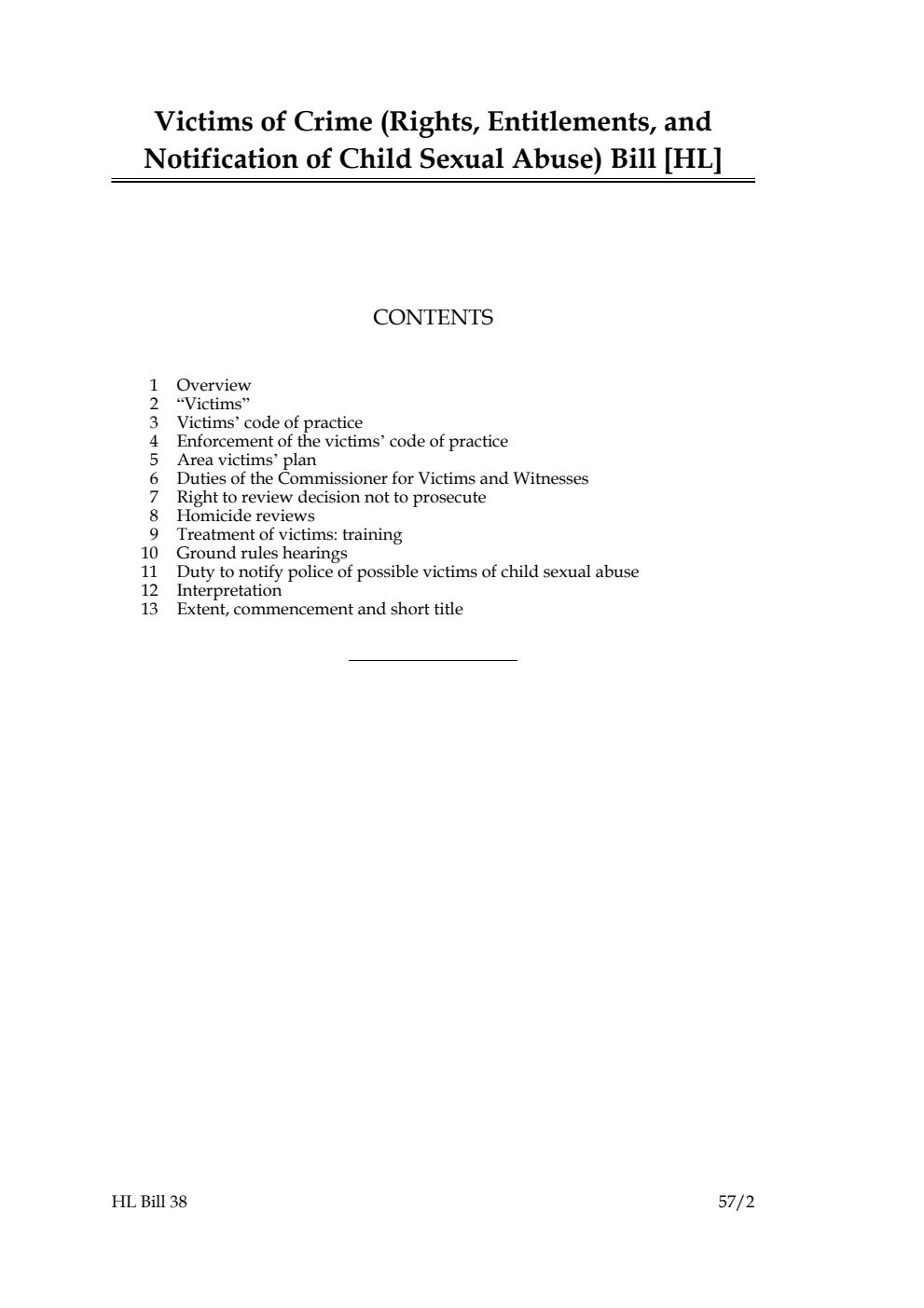 Victims of Crime (Rights, Entitlements, and Notification of Child Sexual Abuse) Bill