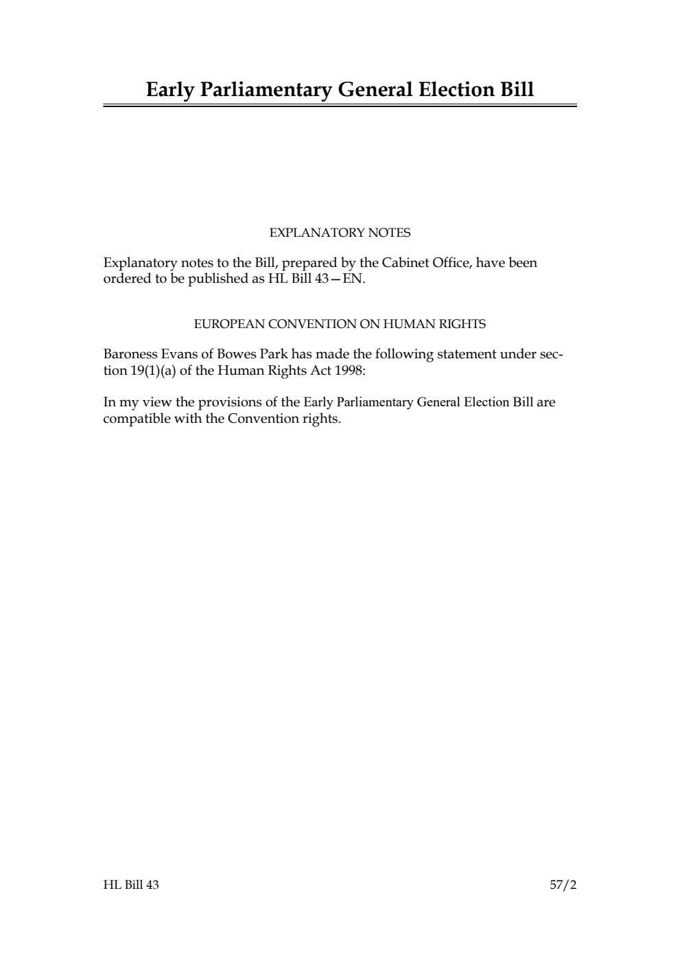 Early Parliamentary General Election Bill