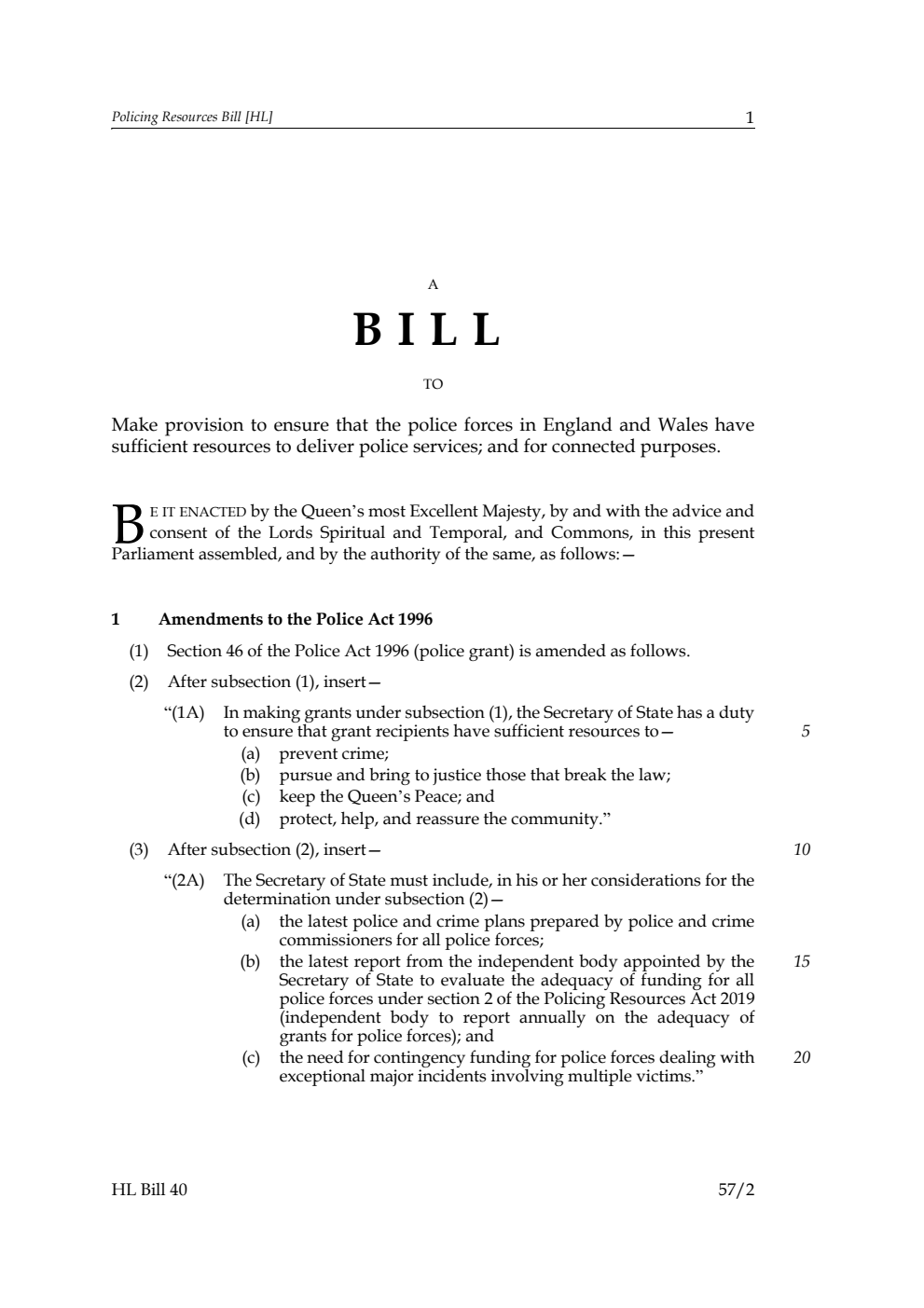 Policing Resources Bill